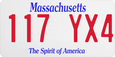 MA license plate 117YX4
