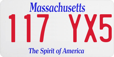 MA license plate 117YX5