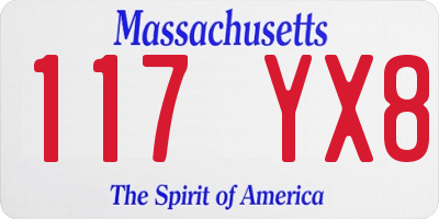 MA license plate 117YX8