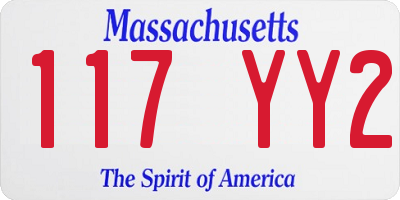 MA license plate 117YY2