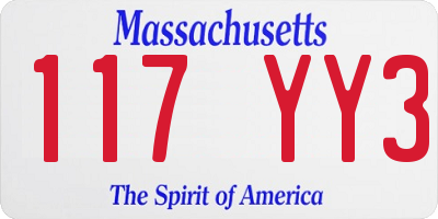 MA license plate 117YY3