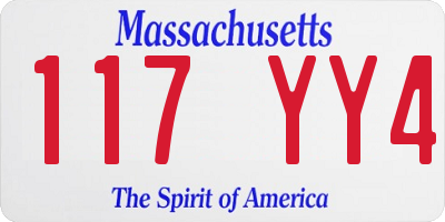 MA license plate 117YY4