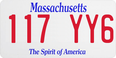 MA license plate 117YY6