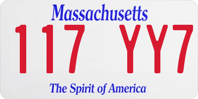 MA license plate 117YY7