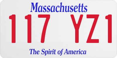 MA license plate 117YZ1