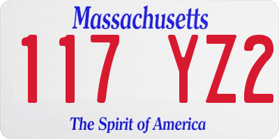 MA license plate 117YZ2
