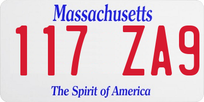 MA license plate 117ZA9