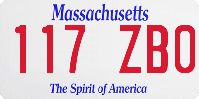 MA license plate 117ZB0