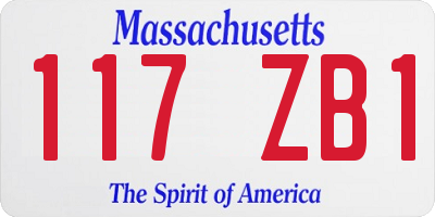 MA license plate 117ZB1
