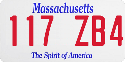 MA license plate 117ZB4