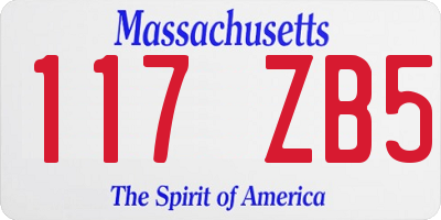 MA license plate 117ZB5