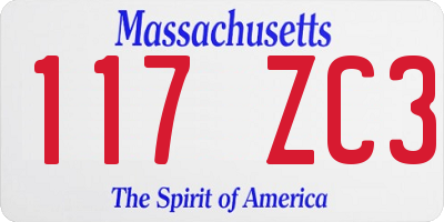MA license plate 117ZC3