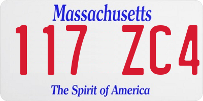 MA license plate 117ZC4