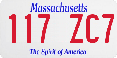 MA license plate 117ZC7