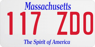 MA license plate 117ZD0