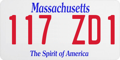 MA license plate 117ZD1
