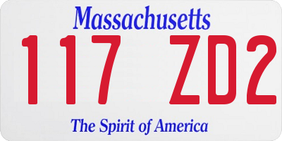 MA license plate 117ZD2