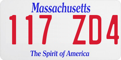 MA license plate 117ZD4