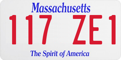 MA license plate 117ZE1