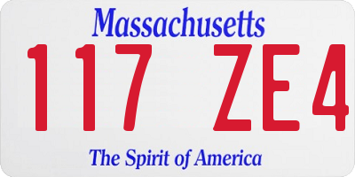 MA license plate 117ZE4