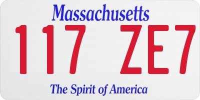 MA license plate 117ZE7