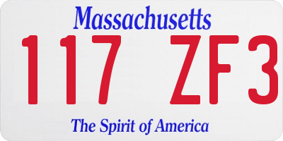 MA license plate 117ZF3