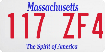 MA license plate 117ZF4