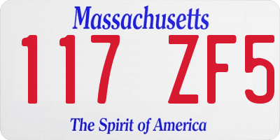 MA license plate 117ZF5