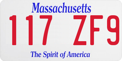MA license plate 117ZF9