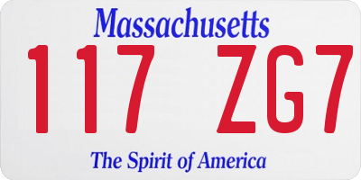 MA license plate 117ZG7