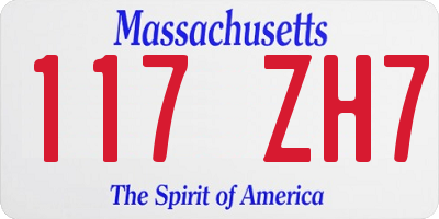 MA license plate 117ZH7