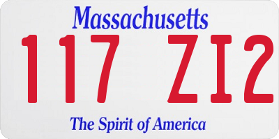 MA license plate 117ZI2
