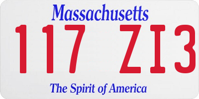 MA license plate 117ZI3