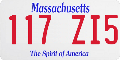 MA license plate 117ZI5
