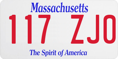 MA license plate 117ZJ0