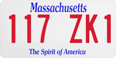 MA license plate 117ZK1