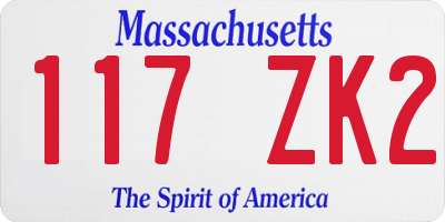 MA license plate 117ZK2