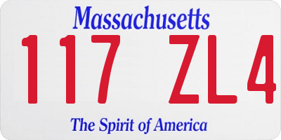 MA license plate 117ZL4