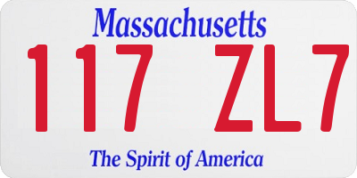 MA license plate 117ZL7