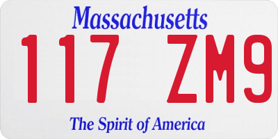 MA license plate 117ZM9
