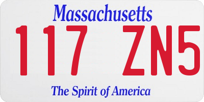 MA license plate 117ZN5