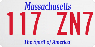 MA license plate 117ZN7