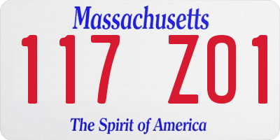 MA license plate 117ZO1
