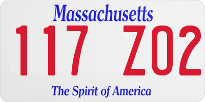 MA license plate 117ZO2