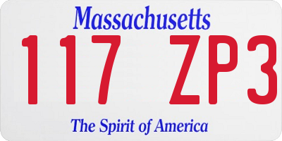 MA license plate 117ZP3