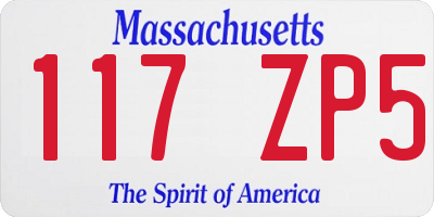 MA license plate 117ZP5