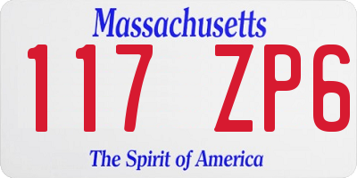 MA license plate 117ZP6