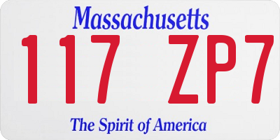 MA license plate 117ZP7