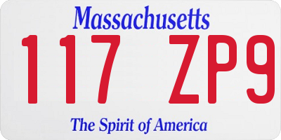 MA license plate 117ZP9