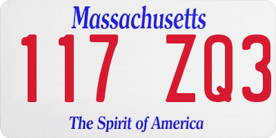 MA license plate 117ZQ3